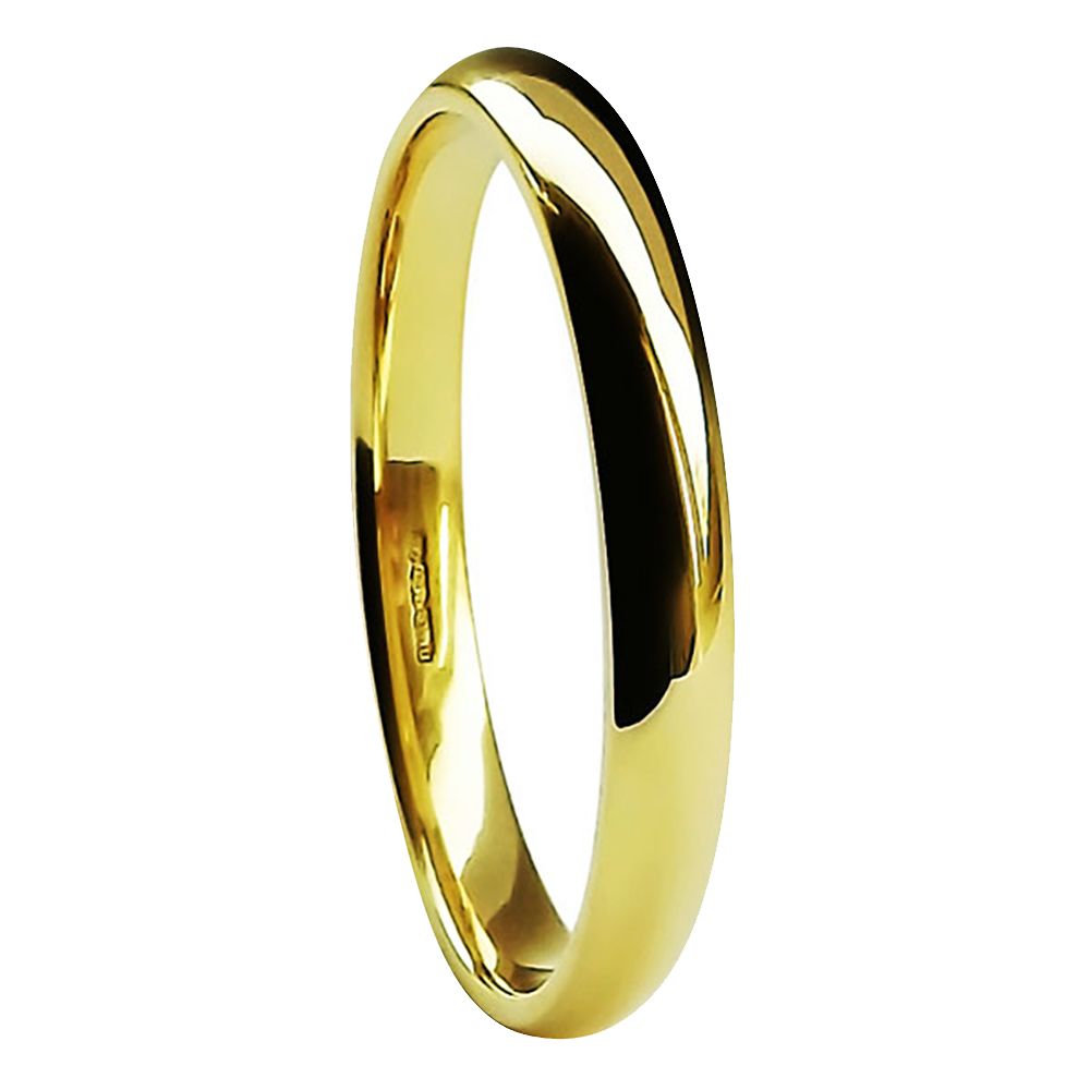 2mm 18ct Yellow Gold Light Court Comfort Wedding Rings Bands