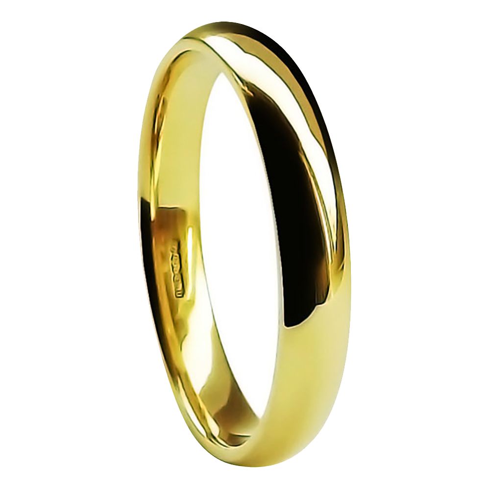 4mm 9ct Yellow Gold Light Court Comfort Wedding Rings Bands