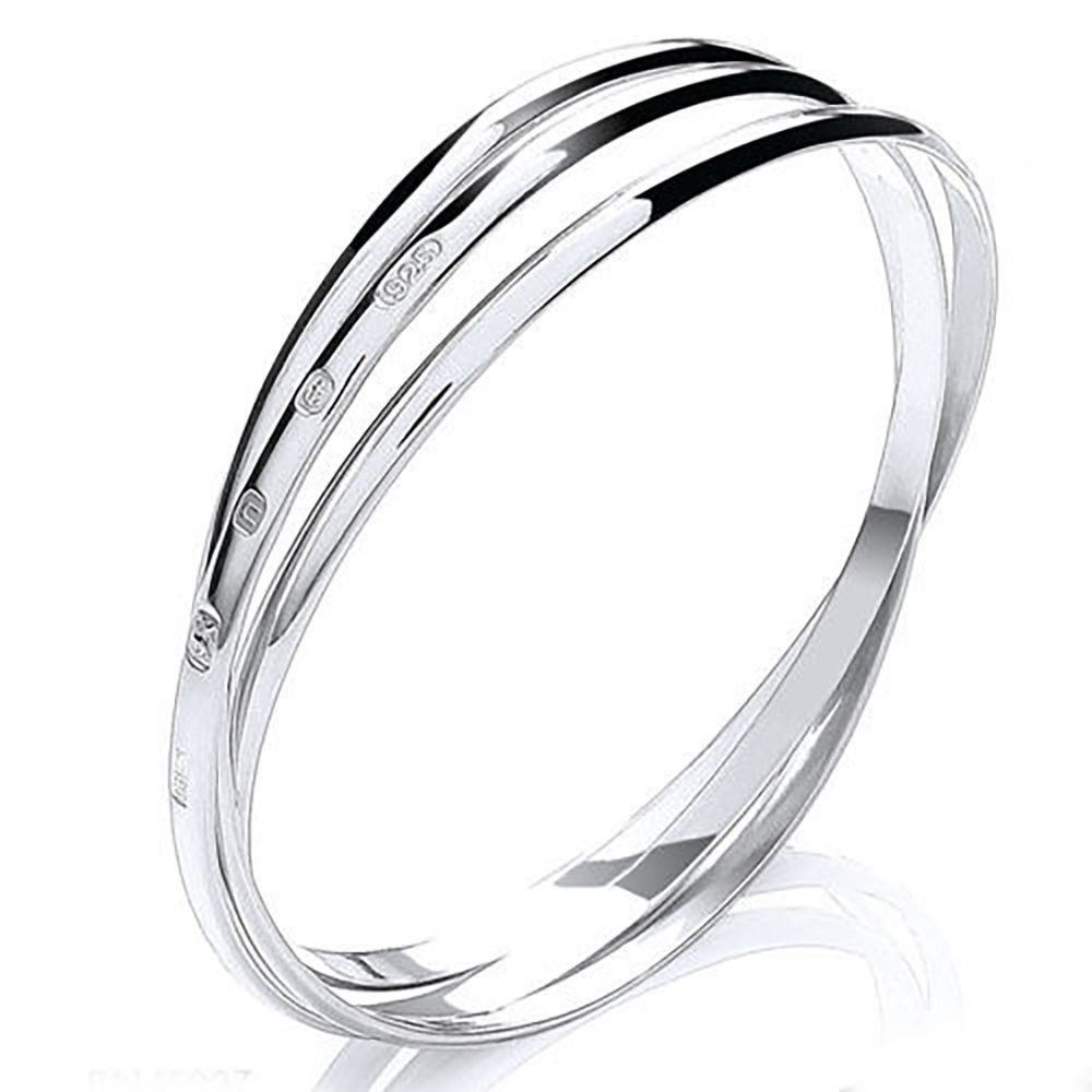 3mm 925 Sterling Silver Solid Feature Hallmarked Ladies, Bespoke Extra Large Russian Bangle UK Made
