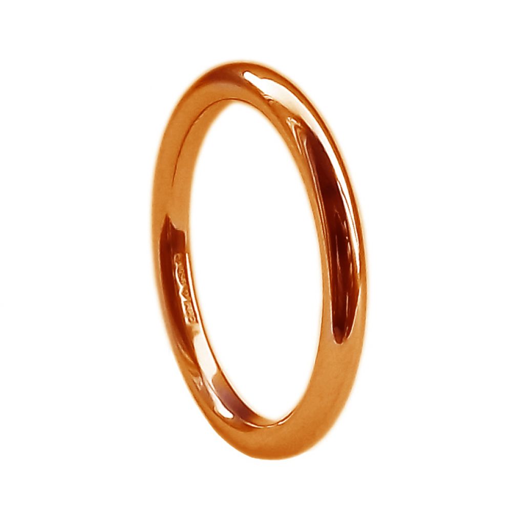 2mm 18ct Red Gold Halo Wedding Rings Bands