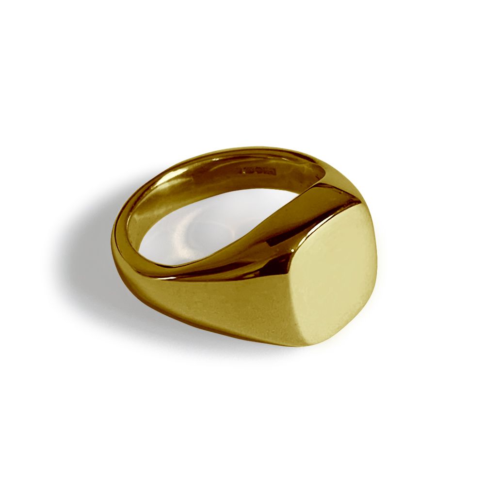 9ct Yellow Gold Cushion shaped Signet Rings 11x10x2mm 7.6g