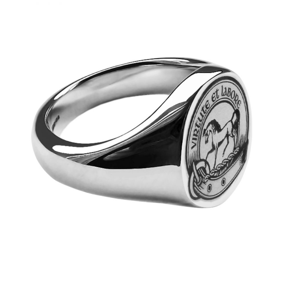 925 Sterling Silver Unisex Laser Engraved Oval Family Crest Signet Rings 13x11x2.7mm