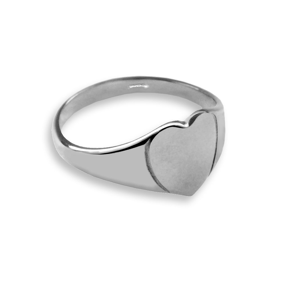 925 Silver Child's Plain Heart Shaped Signet Rings 8 x 8mm