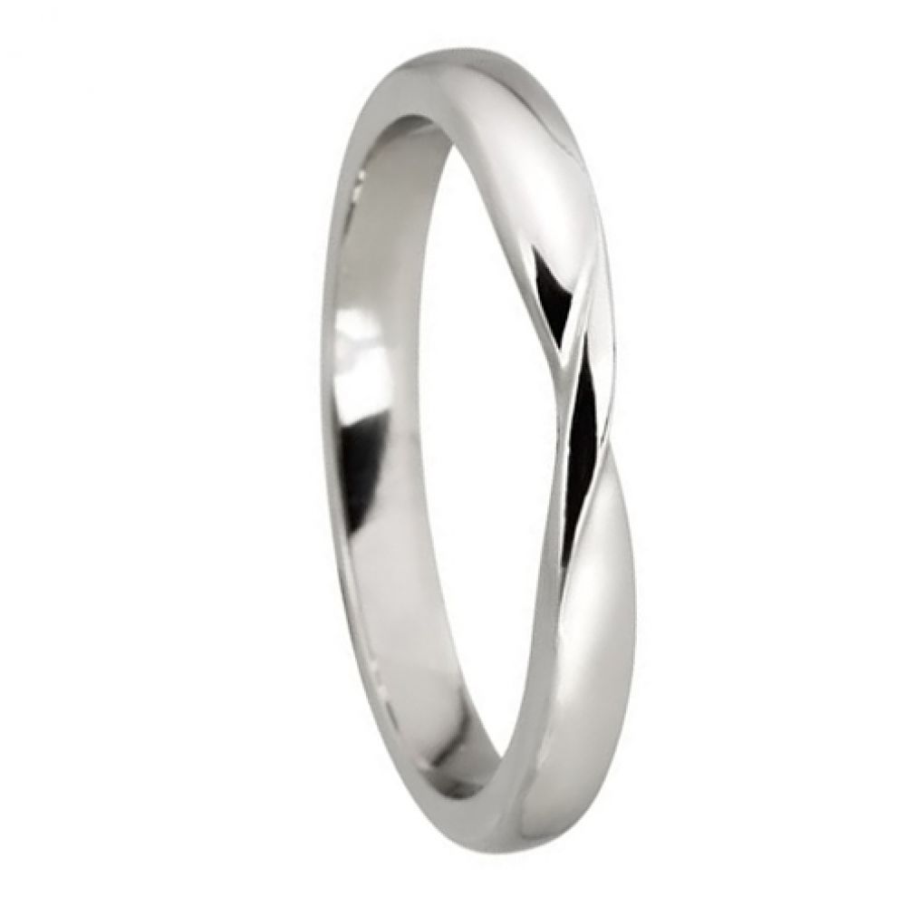 950 Platinum Ribbon Twist Wedding Rings Bands D Profile