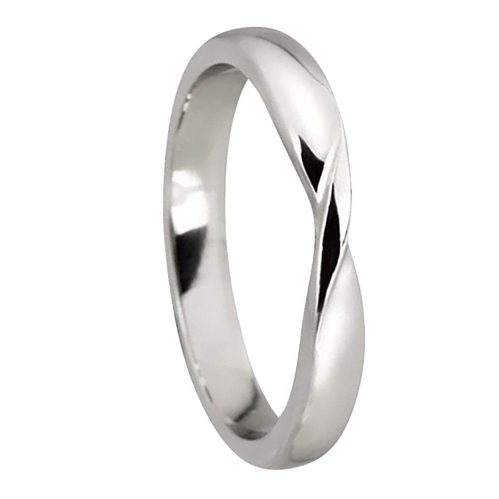 925 Silver Ribbon Twist Wedding Rings Bands D Profile
