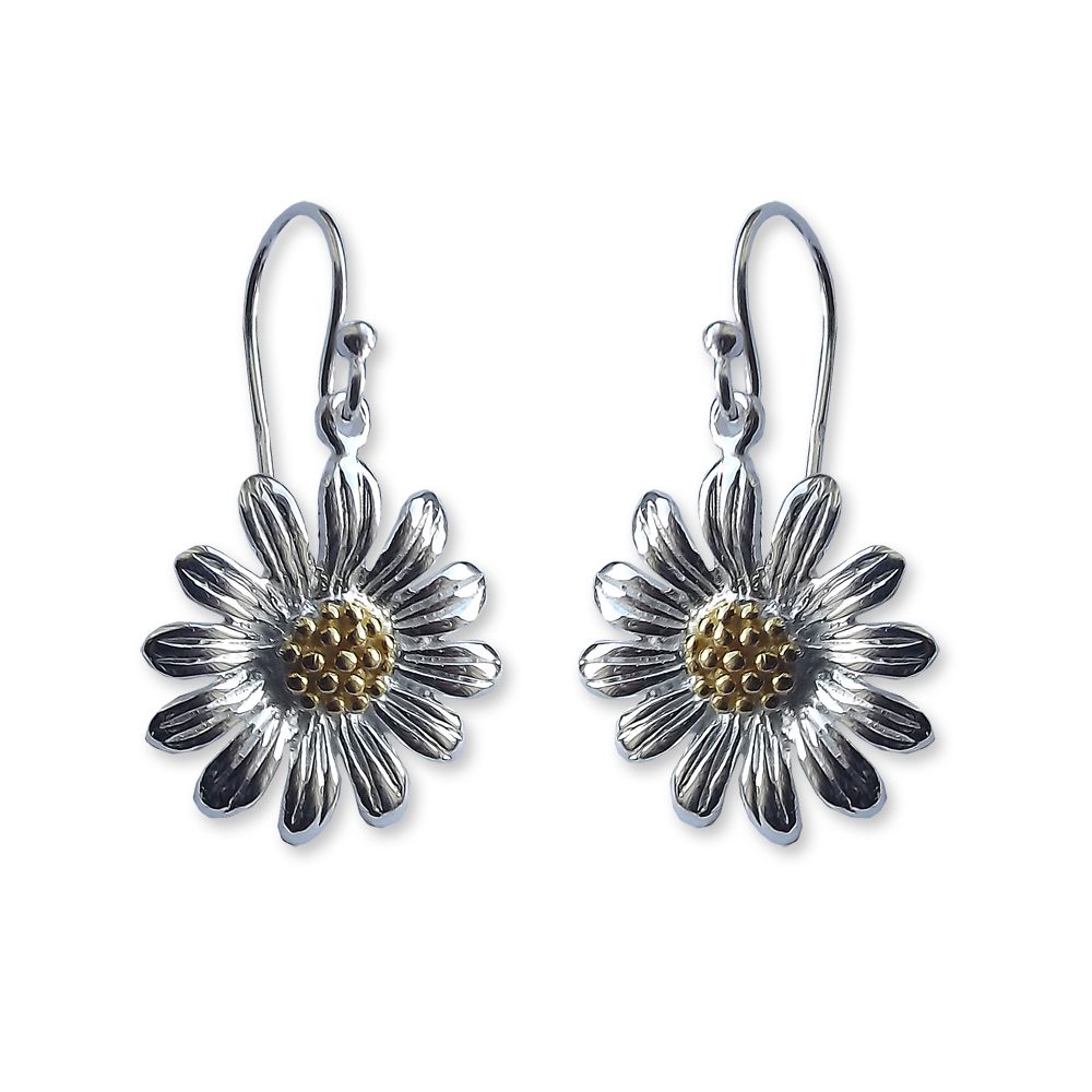 925 Sterling Silver Flower Drop Earring UK Made