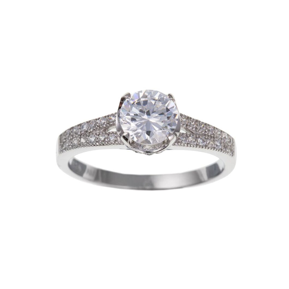 925 Sterling Silver and CZ 8mm Dress Ring