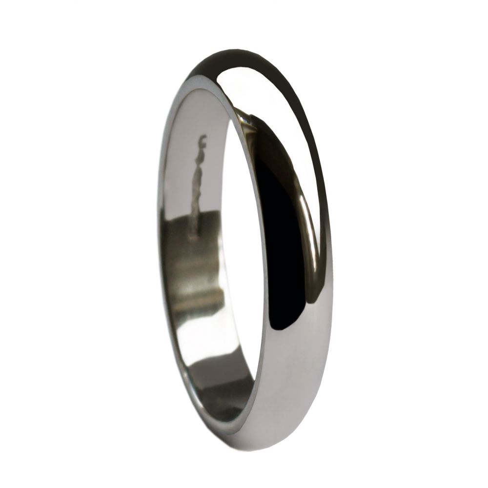 SALE 4mm 950 Platinum Extra Heavy D-Shape Wedding Ring At Size Z+2